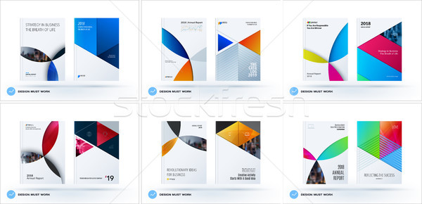 Material design template with colourful circles intersections. Creative abstract brochure set, annua Stock photo © Diamond-Graphics