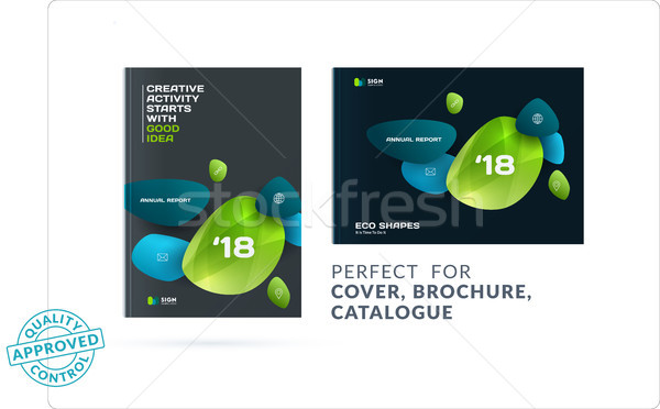 Set of design brochure, abstract annual report, horizontal cover layout, flyer in A4 with vector col Stock photo © Diamond-Graphics