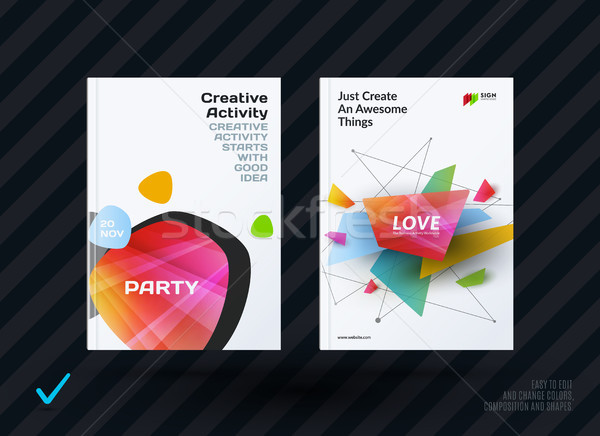 Set of design brochure, abstract annual report, horizontal cover layout, flyer in A4 with vector col Stock photo © Diamond-Graphics