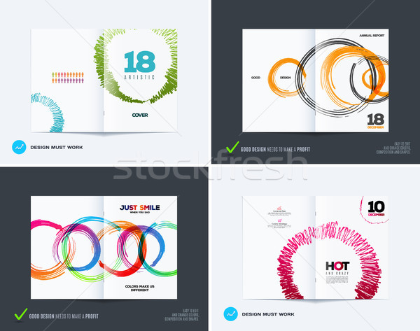 Set of abstract design of business vector brochure, template cover Stock photo © Diamond-Graphics
