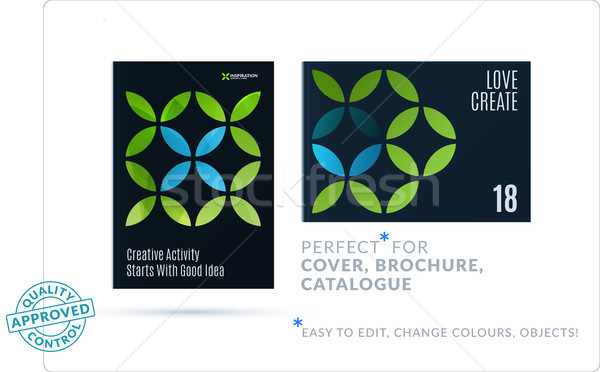 Creative design of business brochure set, abstract horizontal cover layout, flyer in A4 Stock photo © Diamond-Graphics