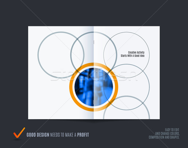 Abstract double-page brochure design round style with colourful circles for branding. Business vecto Stock photo © Diamond-Graphics