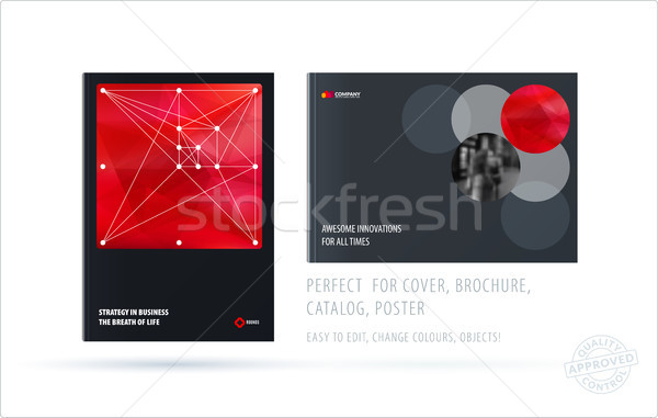 Stock photo: Brochure design round template. Colourful modern abstract set, annual report with circles rings for 