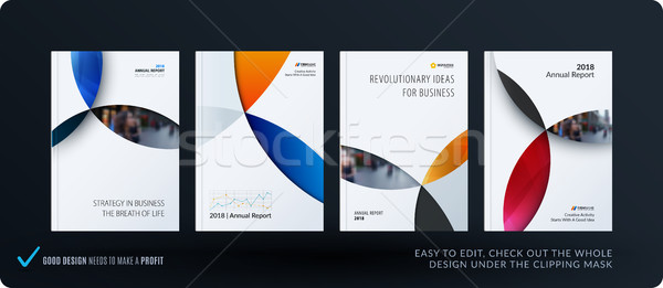 Material design template with colourful circles intersections. Creative abstract brochure set, annua Stock photo © Diamond-Graphics