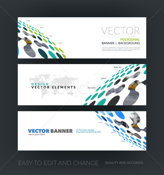 Vector set of modern horizontal website banners with perspective Stock photo © Diamond-Graphics