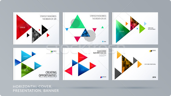 Triangular design presentation template with colourful triangles shadows. Abstract vector set of mod Stock photo © Diamond-Graphics