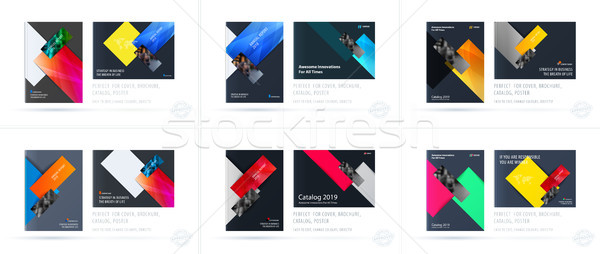 Stock photo: Brochure design rectangular template. Colourful modern abstract set, annual report with shapes for b
