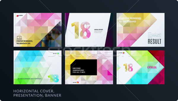 Presentation. Abstract vector set of modern horizontal templates with colourful polygonal shapes Stock photo © Diamond-Graphics