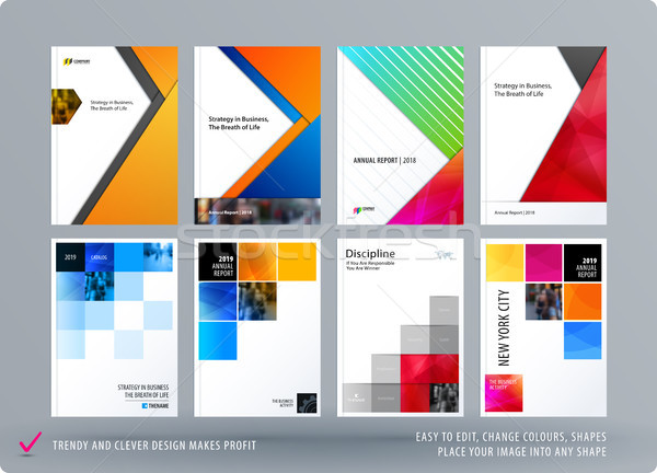 Abstract double-page brochure material design style with colourful layers for branding. Business vec Stock photo © Diamond-Graphics