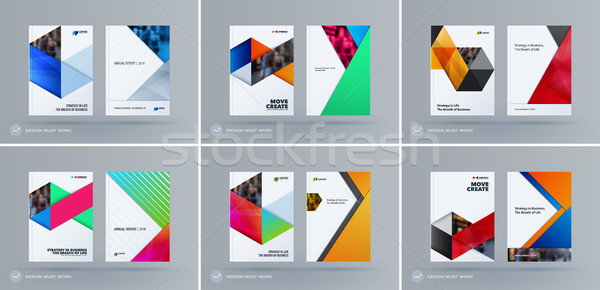 brochure design triangles template colourful modern abstract set