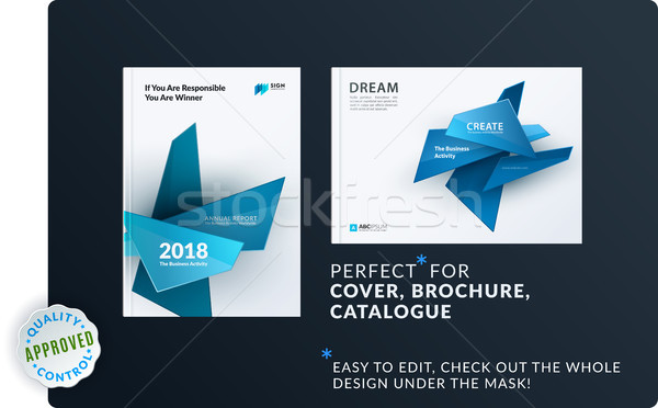 Set of design brochure, abstract annual report, horizontal cover layout, flyer Stock photo © Diamond-Graphics