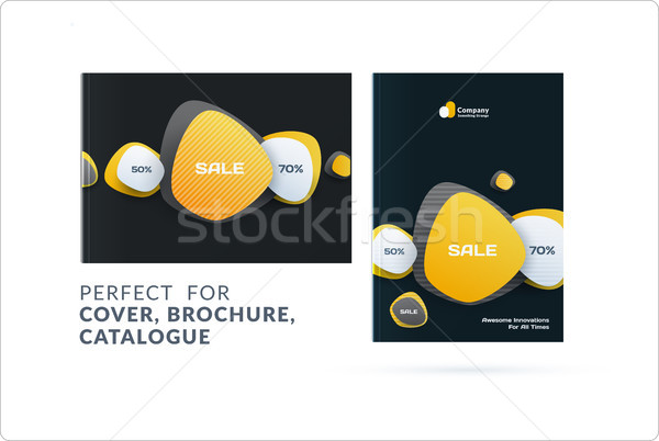 Set of design brochure, abstract annual report, horizontal cover layout, flyer in A4 with vector col Stock photo © Diamond-Graphics