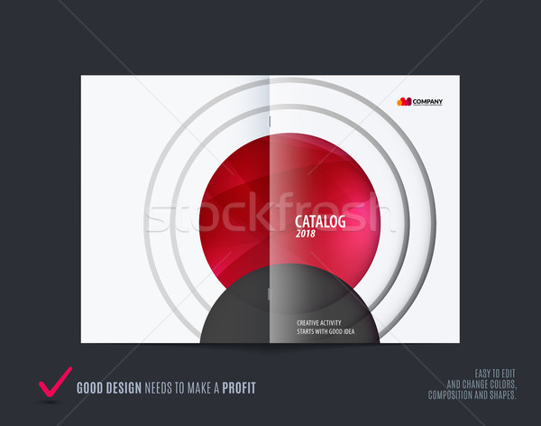 Abstract red brochure design, modern catalog, centerfold cover, flyer in A4 Stock photo © Diamond-Graphics