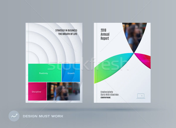 Brochure design paper-cut template. Colourful creative abstract set, annual report with circles shad Stock photo © Diamond-Graphics