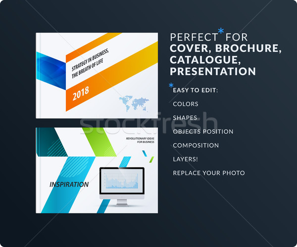 Stock photo: Presentation. Abstract vector set of modern horizontal templates with arrows diagonal shapes for bus