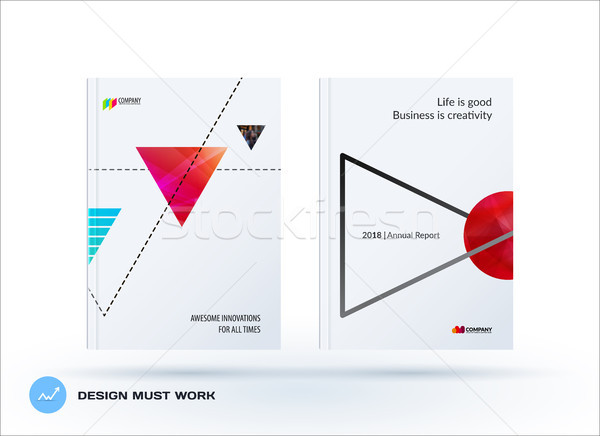 Brochure design triangular template. Colourful modern abstract set, annual report with triangles for Stock photo © Diamond-Graphics