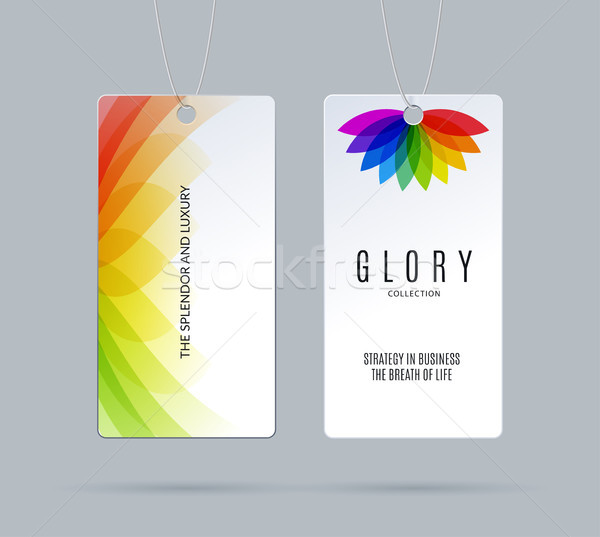 Labels, tags design for sale, clothes, alcohol, wine, bottle, food. Cardboard price with colourful f Stock photo © Diamond-Graphics