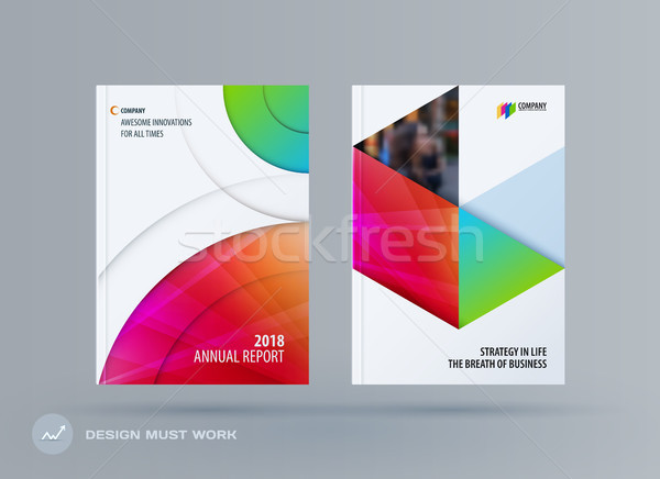 Brochure design round template. Colourful modern abstract set, annual report with circle for brandin Stock photo © Diamond-Graphics