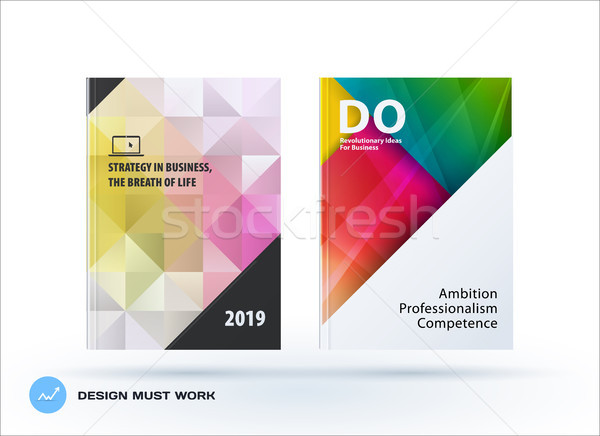 Business polygonal set of design brochure, abstract annual report, horizontal cover flyer in A4 Stock photo © Diamond-Graphics