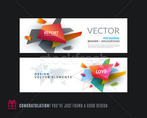 Abstract vector set of modern horizontal website banners with colourful triangle shapes Stock photo © Diamond-Graphics