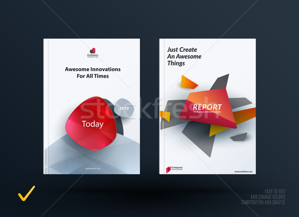 Set of design brochure, abstract annual report, horizontal cover layout, flyer in A4 with vector col Stock photo © Diamond-Graphics