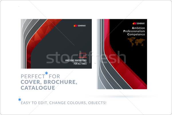 Sjabloon creatieve Rood abstract ontwerp brochure Stockfoto © Diamond-Graphics