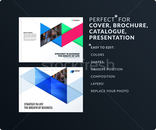 Triangular design presentation template with colourful rectangles shadows. Abstract vector set of mo Stock photo © Diamond-Graphics