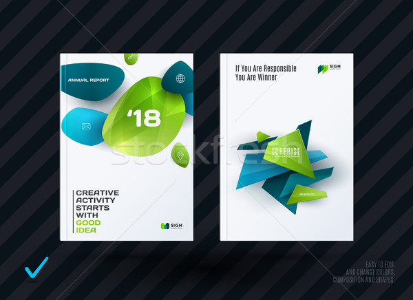 Set of design brochure, abstract annual report, horizontal cover layout, flyer in A4 with vector col Stock photo © Diamond-Graphics