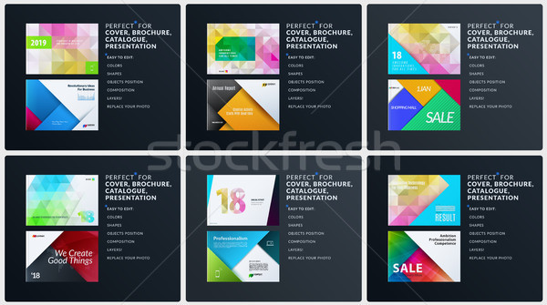 Presentation. Abstract vector set of modern horizontal templates with colourful polygonal shapes Stock photo © Diamond-Graphics