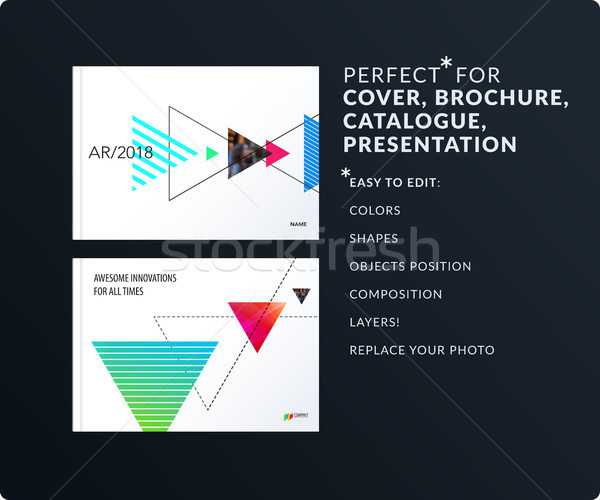 Triangular design presentation template with colourful triangles shadows. Abstract vector set of mod Stock photo © Diamond-Graphics