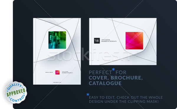 Creative minimal design of brochure set, abstract annual report, horizontal cover, flyer in A4 Stock photo © Diamond-Graphics