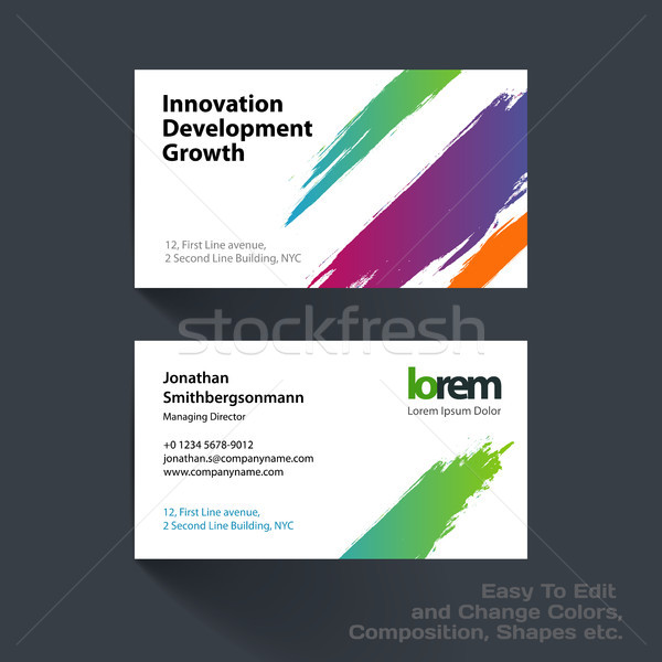 Vector business card template with with grunge colourful stroke Stock photo © Diamond-Graphics