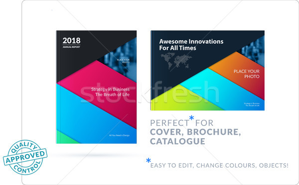 Material design template. Creative colourful abstract brochure set, annual report on black backgroun Stock photo © Diamond-Graphics