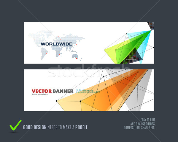 Abstract vector set of modern horizontal website banners with colourful triangle Stock photo © Diamond-Graphics