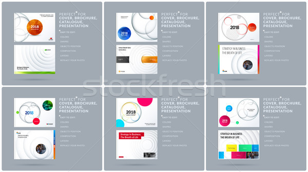 Material design presentation template with colourful circles intersections. Abstract vector set of m Stock photo © Diamond-Graphics