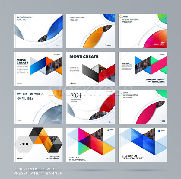 Smooth design presentation template with colourful round shapes. Abstract vector set of modern horiz Stock photo © Diamond-Graphics