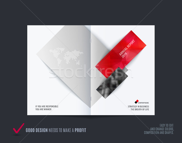 Abstract double-page brochure design rectangular style with colourful rectangles for branding. Busin Stock photo © Diamond-Graphics