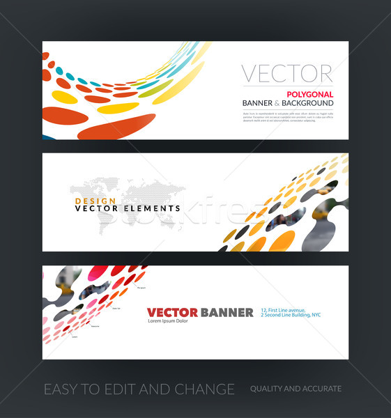 Vector set of modern horizontal website banners with perspective Stock photo © Diamond-Graphics