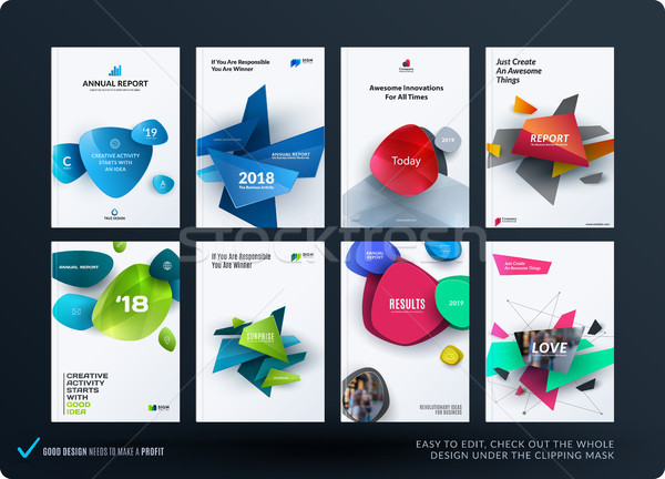 Set of design brochure, abstract annual report, horizontal cover layout, flyer in A4 with vector col Stock photo © Diamond-Graphics