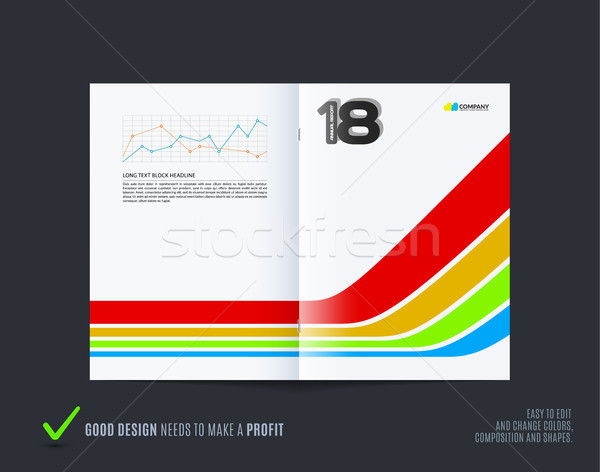 Abstract brochure design, modern catalog, centerfold cover, flyer in A4 with colourful smooth shapes Stock photo © Diamond-Graphics