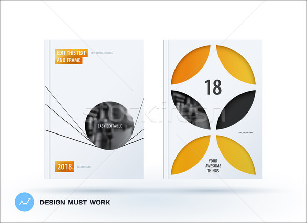 Business set of design brochure, abstract annual report, horizontal cover flyer in A4 Stock photo © Diamond-Graphics