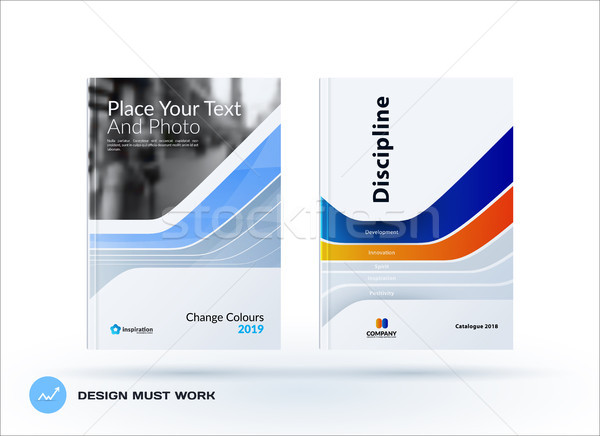 Creative design of blue orange business brochure set, abstract horizontal cover layout, flyer in A4  Stock photo © Diamond-Graphics