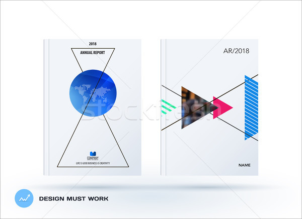 Brochure design triangular template. Colourful modern abstract set, annual report with triangles for Stock photo © Diamond-Graphics