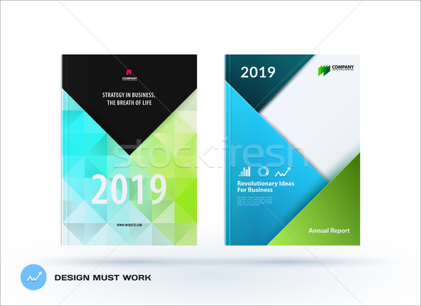 Business polygonal set of design brochure, abstract annual report, horizontal cover flyer in A4 Stock photo © Diamond-Graphics