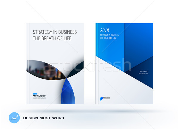Material design template with blue colourful circles intersections. Creative abstract brochure set,  Stock photo © Diamond-Graphics