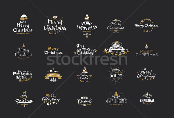 Heiter Weihnachten Typografie Handschrift Text Design Stock foto © Diamond-Graphics