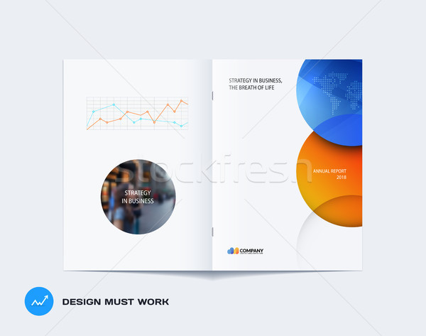 Abstract orange blue brochure design, modern catalog, centerfold cover, flyer in A4 Stock photo © Diamond-Graphics