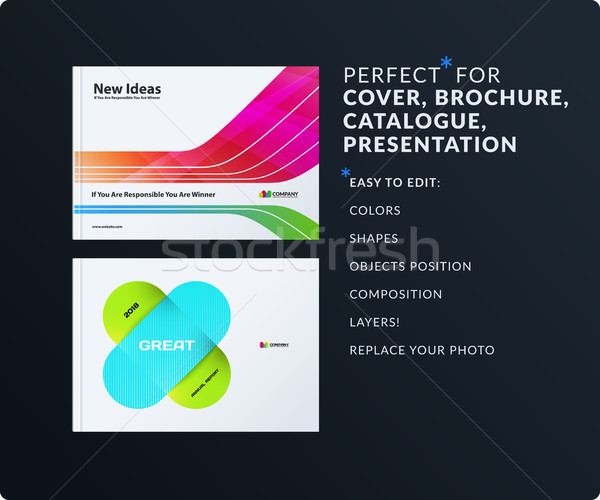 Presentation. Abstract vector set of modern horizontal templates with colourful smooth shapes Stock photo © Diamond-Graphics