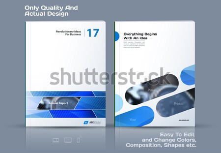 Template. Creative abstract orange blue minimal design of brochure set, annual report, horizontal co Stock photo © Diamond-Graphics