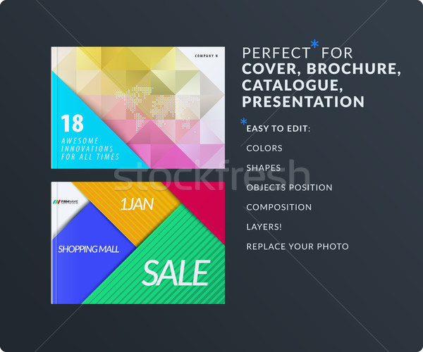 Presentation. Abstract vector set of modern horizontal templates with colourful polygonal shapes Stock photo © Diamond-Graphics